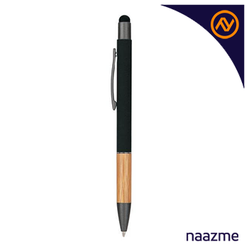 aytos - metal stylus pen with bamboo grip - black